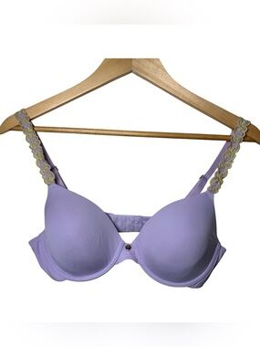 Natori Bra Women 36B Lilac Lace Trim Full Coverage Underwire Lined Smooth 105951